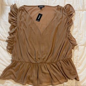 Express Sheer Nude V-Neck Top